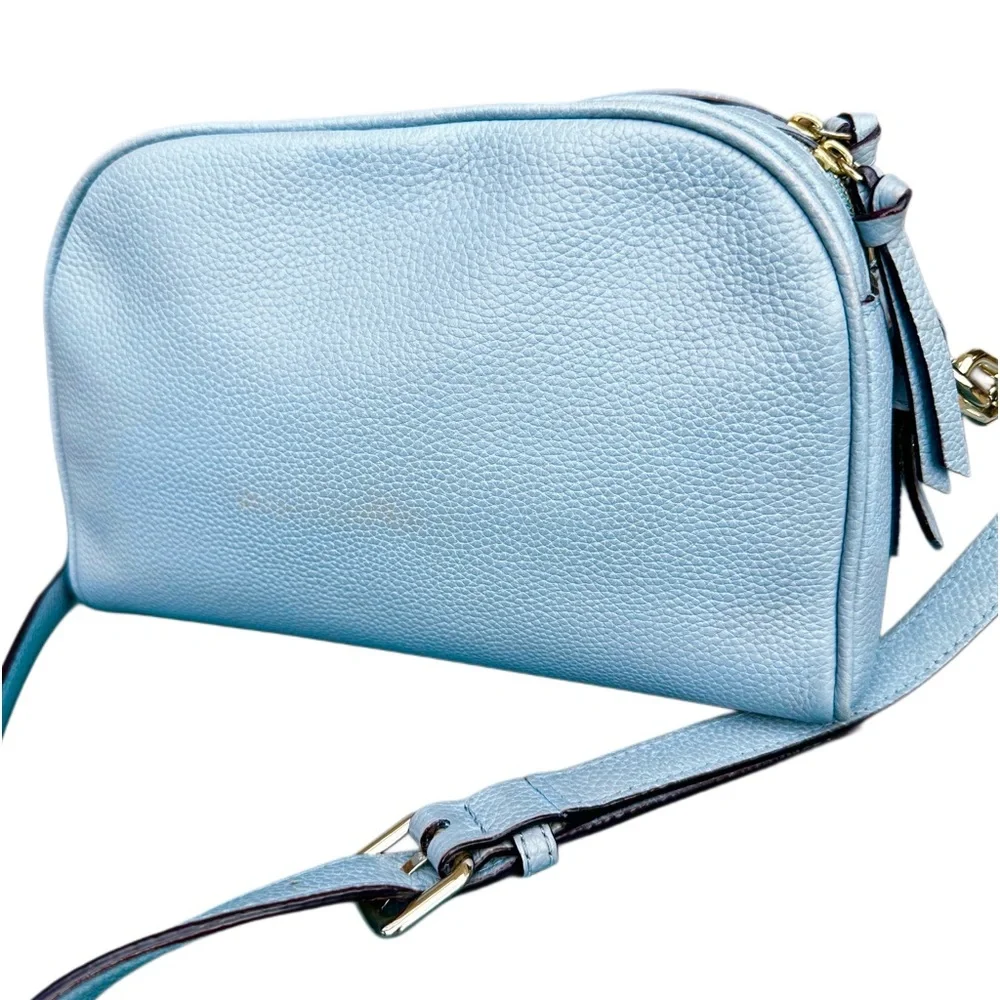 KATE SPADE Mulberry Street Darian Light Blue Pebbled Leather Zip Crossbody Chain - Picture 3 of 16